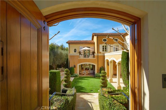 a outdoor dining space with furniture and garden
