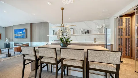 a view of a building with a glass door