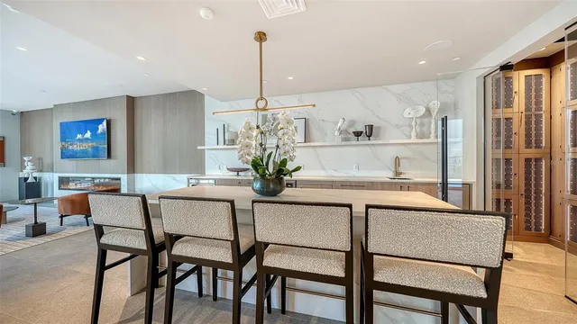 a view of a building with a glass door