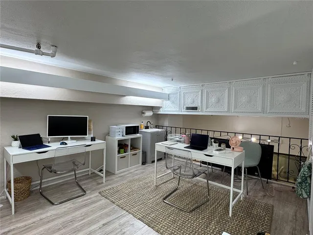 a work place with a desk and chair