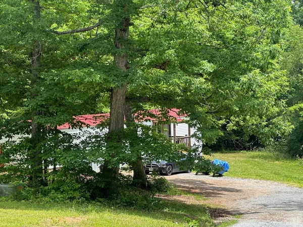 a green field with trees in front of it