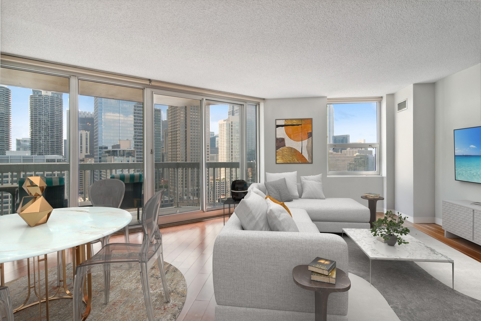 545 North Dearborn Street, Unit 2610 Chicago, IL 60654 - Photo 7 of 37 a living room with furniture and a potted plant