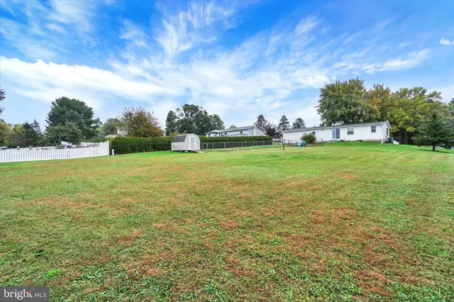 a view of a field with an trees