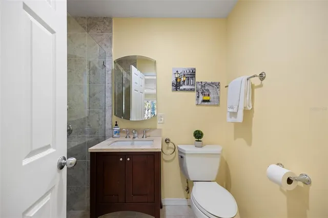 a bathroom with a toilet a sink and mirror