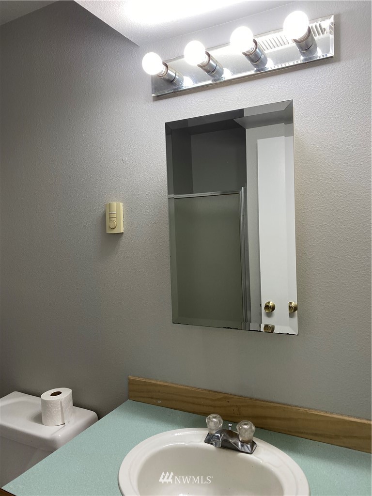 3966 Broadmoor Loop Bremerton, WA 98310 - Photo 16 of 32 a bathroom with a sink a toilet and mirror
