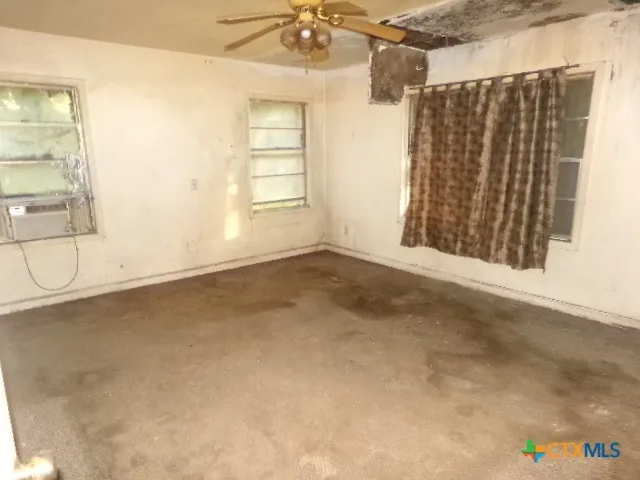 an empty room with a door