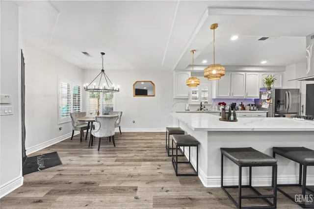 a view of kitchen and dining room