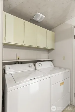 an empty room with a workbench