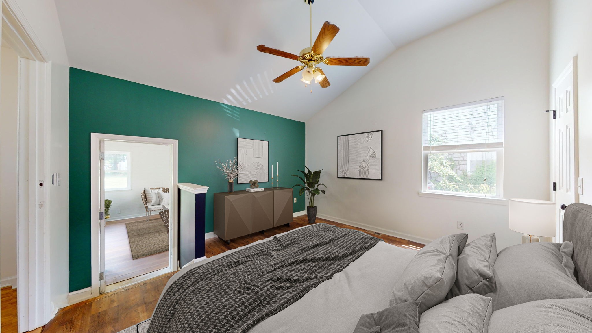 1007 Hunt Street Murfreesboro, TN 37130 - Photo 18 of 58 a bedroom with a bed and a chandelier