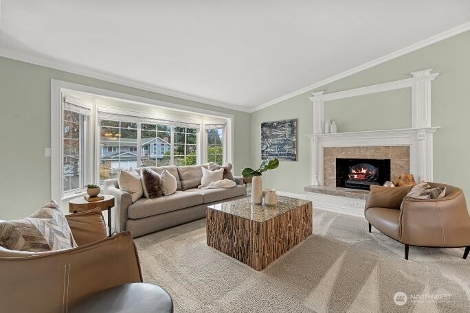 5527 153rd Street Southwest Edmonds, WA 98026 - Photo 6 of 40 a living room with furniture and a fireplace