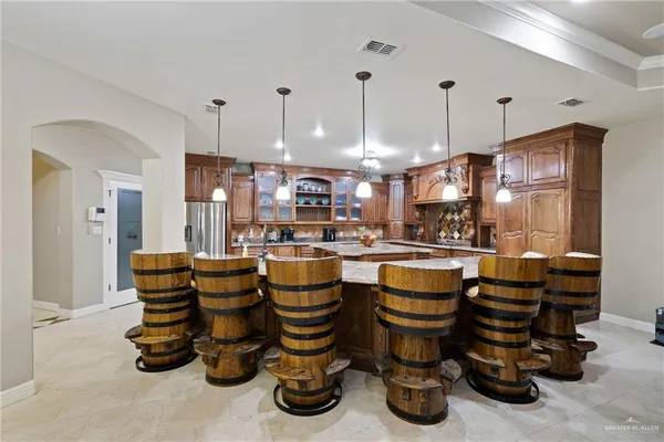 a kitchen with lots of counter space