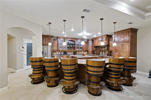 a kitchen with lots of counter space