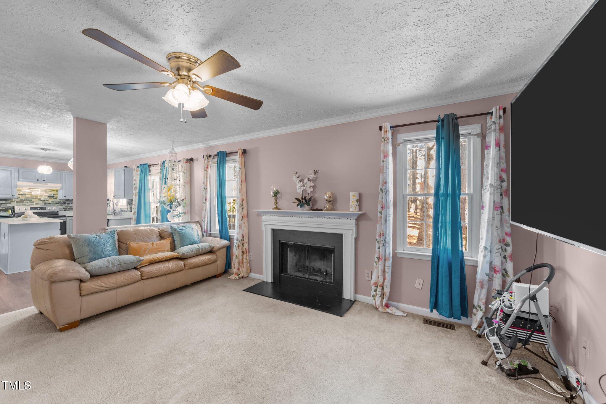 300 Pate Street Apex, NC 27502 - Photo 9 of 38 a living room with furniture and a fireplace