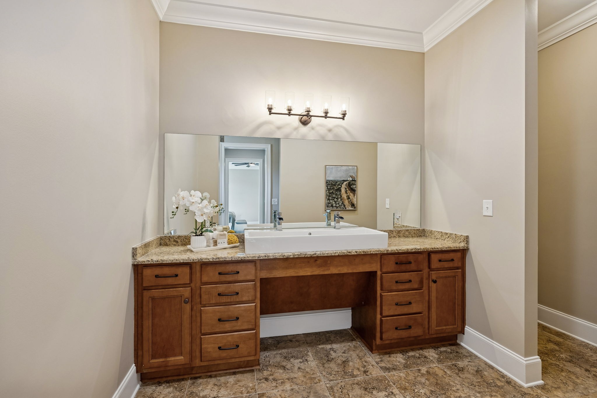 2525 Upper Hollow Road Thompson's Station, TN 37179 - Photo 65 of 79 a bathroom with a granite countertop sink and a mirror