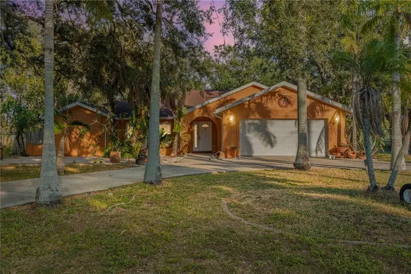a view of back yard of the house