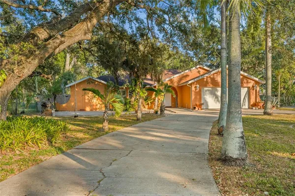 a view of a yard in front of the house
