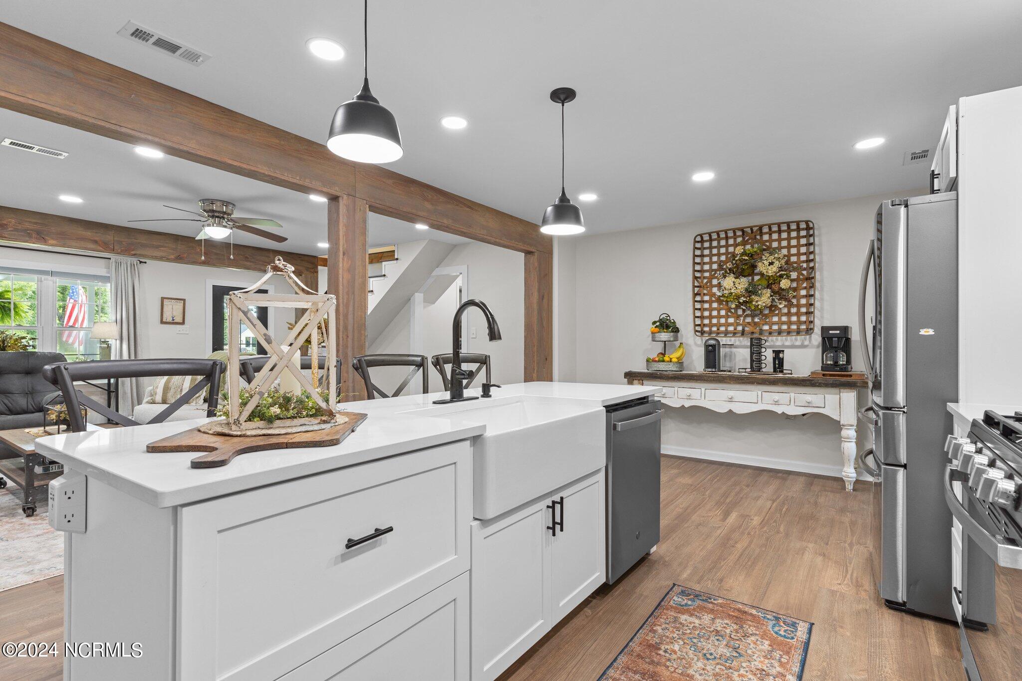 263 Core Creek Road Beaufort, NC 28516 - Photo 7 of 55 farmhouse kitchen open and bright