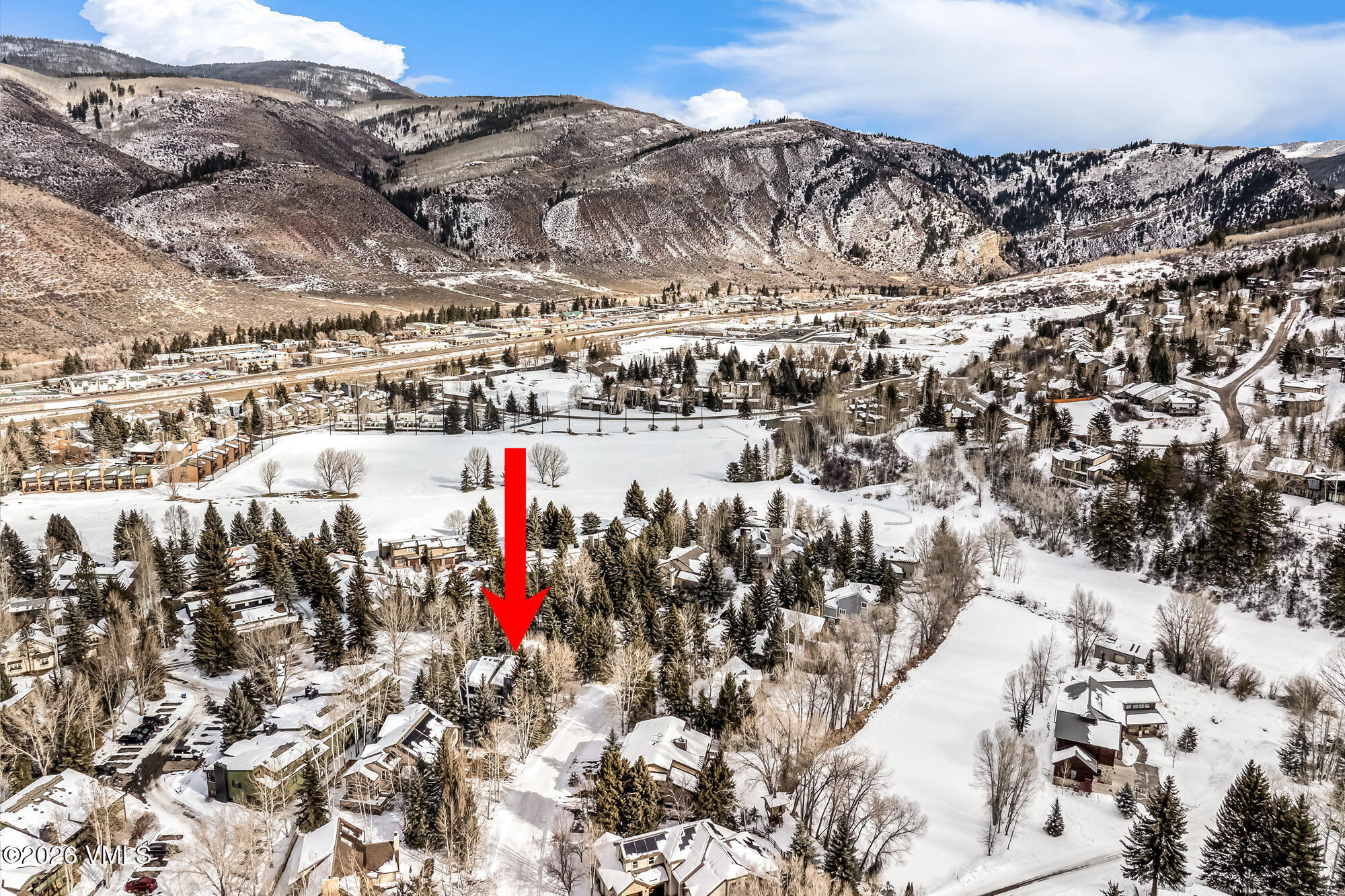 62 Trout Pond Lane, Unit SOUTH Avon, CO 81620 - Photo 36 of 38 aerial 3 arrow