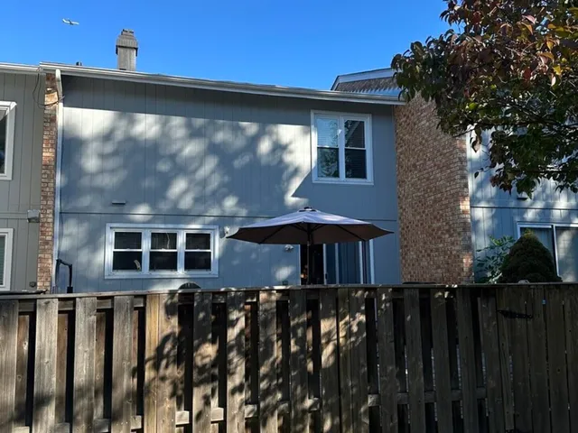 a front view of a house with patio