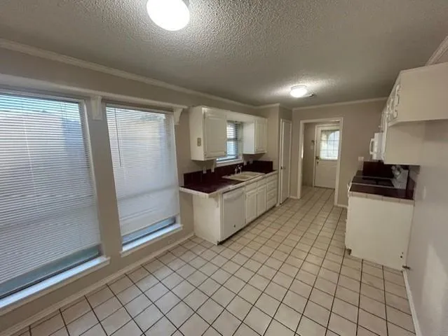 a kitchen with a sink and a refrigerator