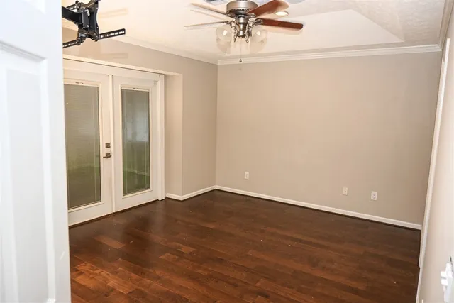 a view of a room with racks on the wall