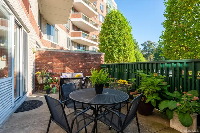 a view of an outdoor seating area