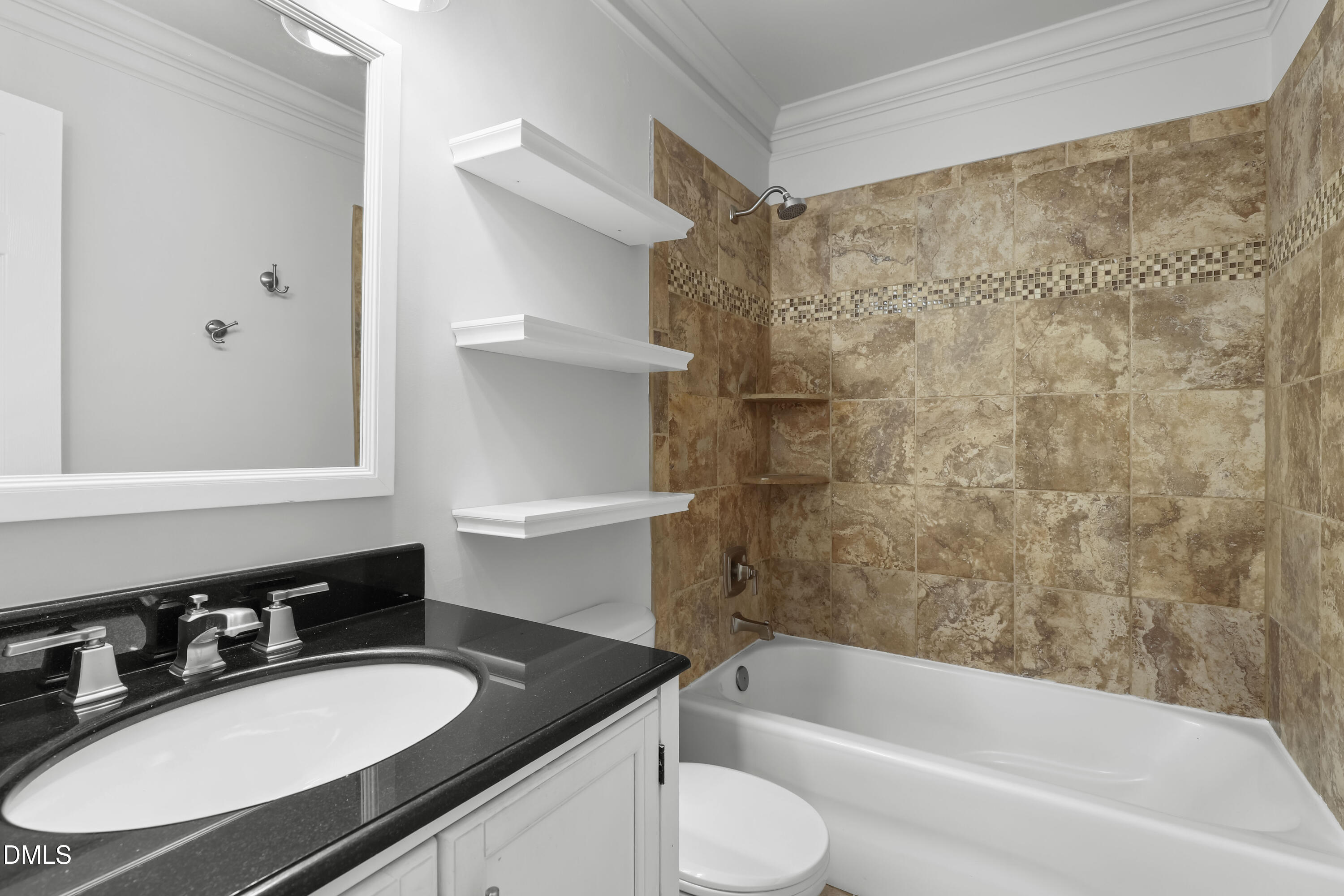 3504 Fairhill Drive Raleigh, NC 27612 - Photo 25 of 45 a bathroom with a granite countertop sink toilet and shower