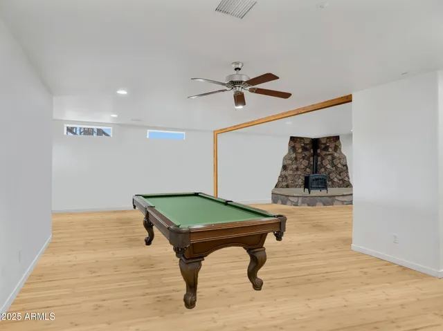a room with pool tables