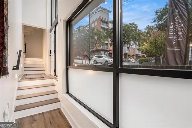 a view of a building from a window