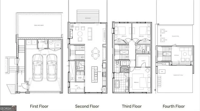 a black and white photo of a living room