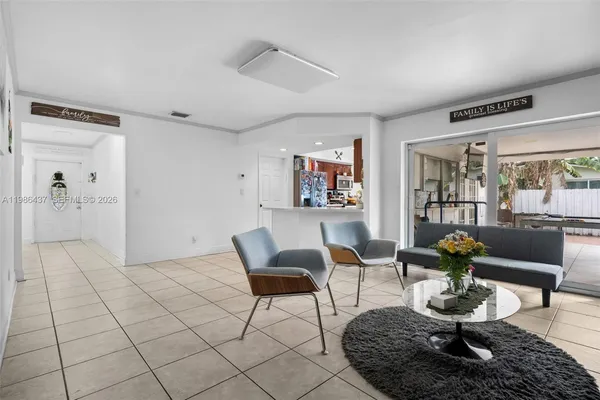 a living room with furniture