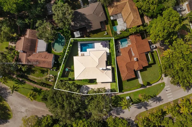 an aerial view of a house