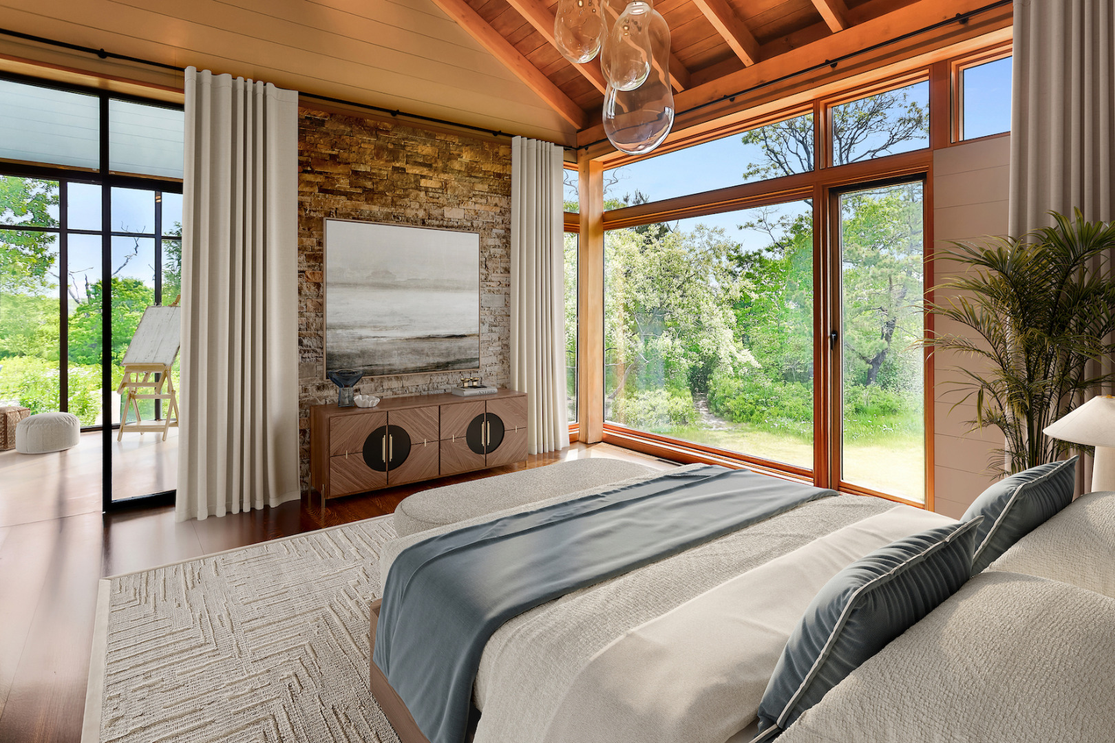 33 Boldwater Road Edgartown, MA 02539 - Photo 9 of 20 a bedroom with a bed and a large window with outer view