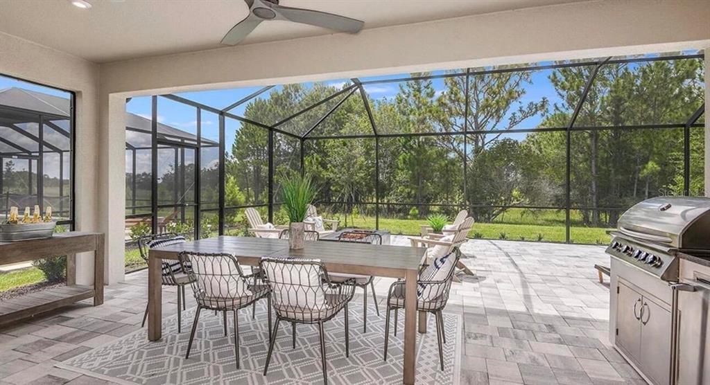 33320 Castaway Loop Wesley Chapel, FL 33543 - Photo 4 of 23 a patio with yard glass top table and chairs