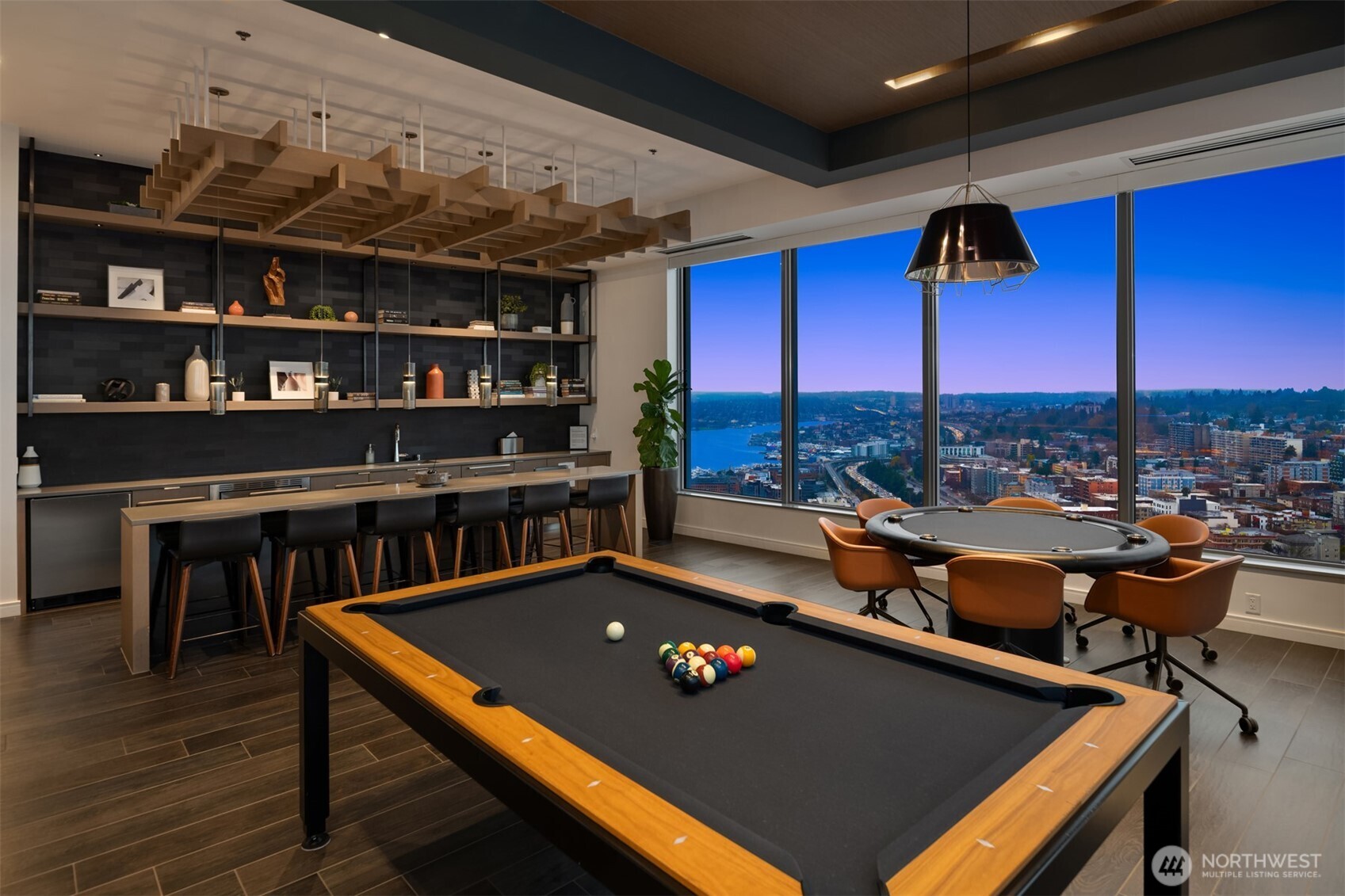 1808 Minor Avenue, Unit 2308 Seattle, WA 98101 - Photo 24 of 36 a room with furniture pool table and wooden floor