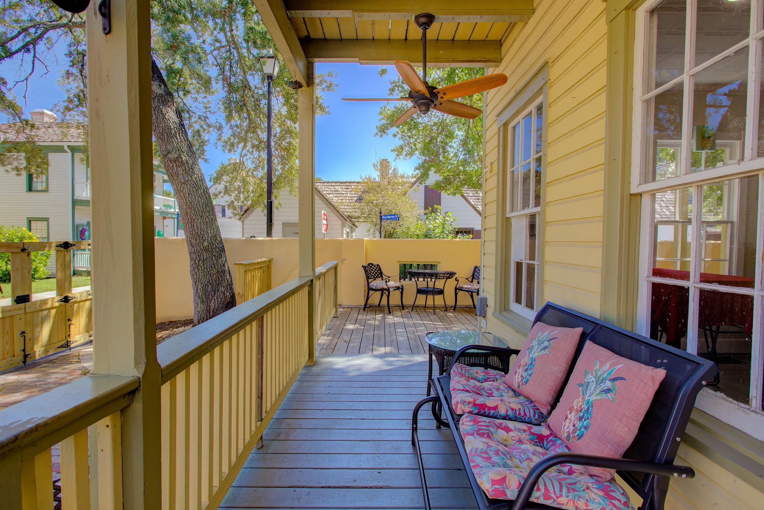 29 Cuna Street St. Augustine, FL 32084 - Photo 13 of 69 Deck with a ceiling fan and outdoor dining area