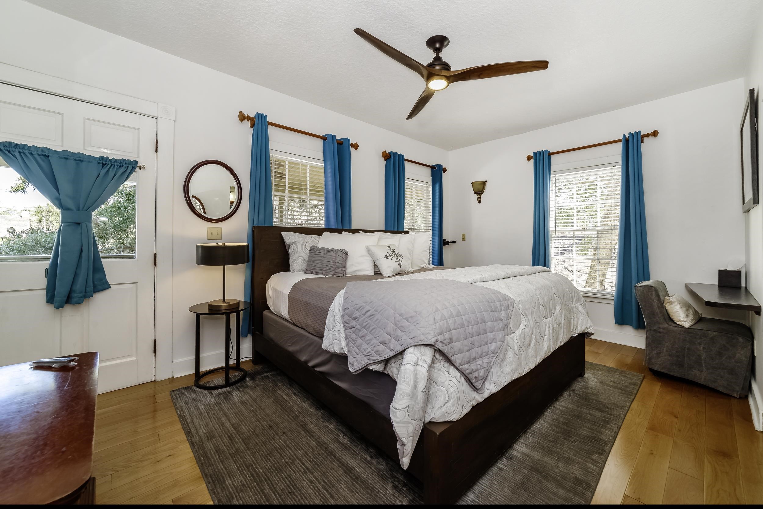 29 Cuna Street St. Augustine, FL 32084 - Photo 37 of 69 Bedroom with wood finished floors, a ceiling fan, and a textured ceiling
