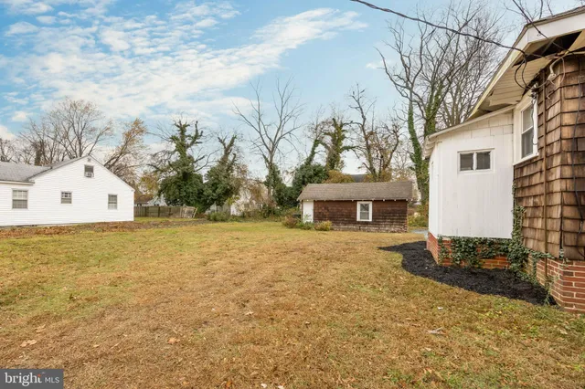 a bathroom with a sink and a yard