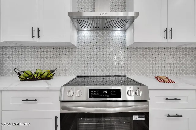 a close view of a stove in the kitchen