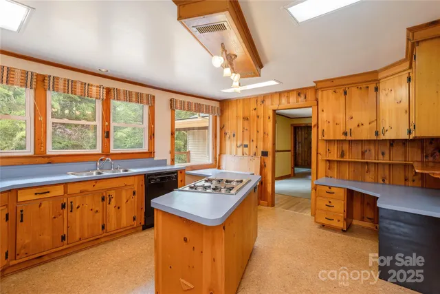 a kitchen with a sink appliances and cabinets