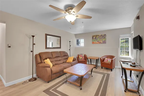 a view of a porch with a furniture