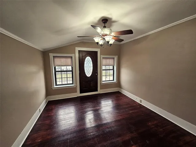 a view of balcony with wooden floor and city view