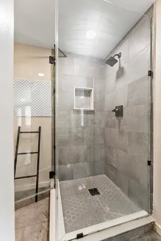 a bathroom with a shower