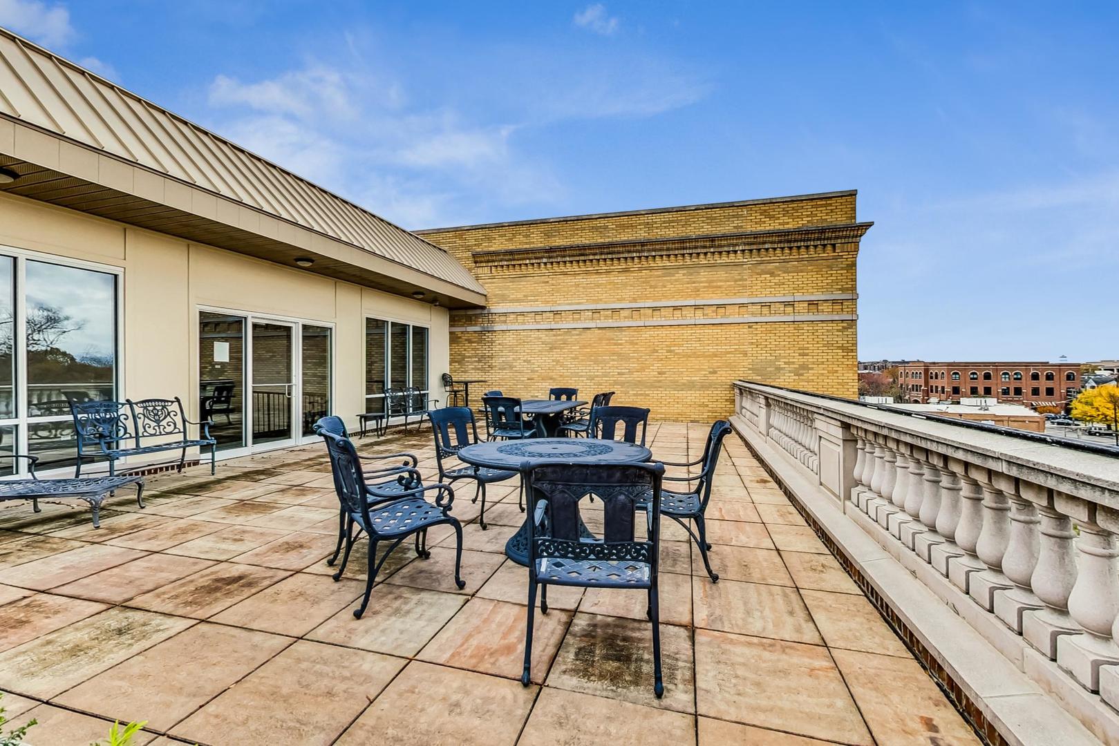 50 North Plum Grove Road, Unit 210E Palatine, IL 60067 - Photo 40 of 47 a view of a chairs and table on the terrace