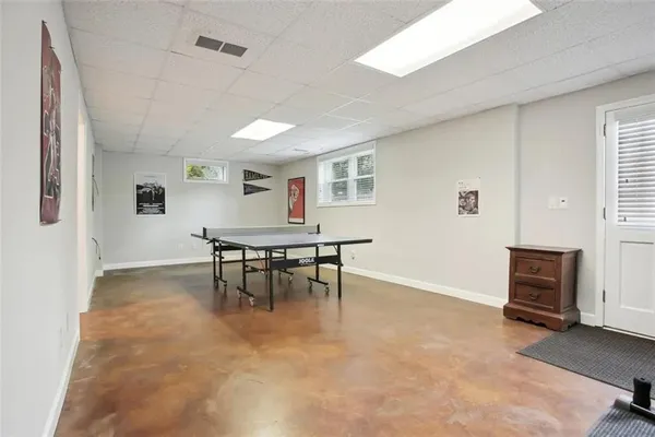 a view of work space with windows