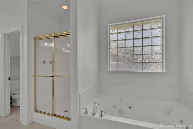 a bathroom with a bathtub