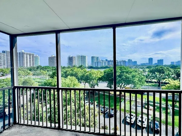 a view of a city from a balcony