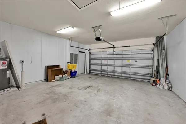 a view of a garage with furniture