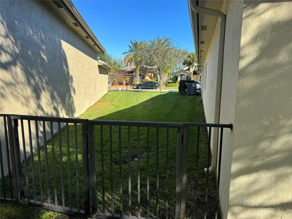a view of a balcony with an outdoor space