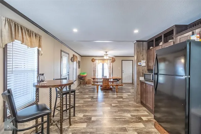 a lobby with furniture and outdoor space